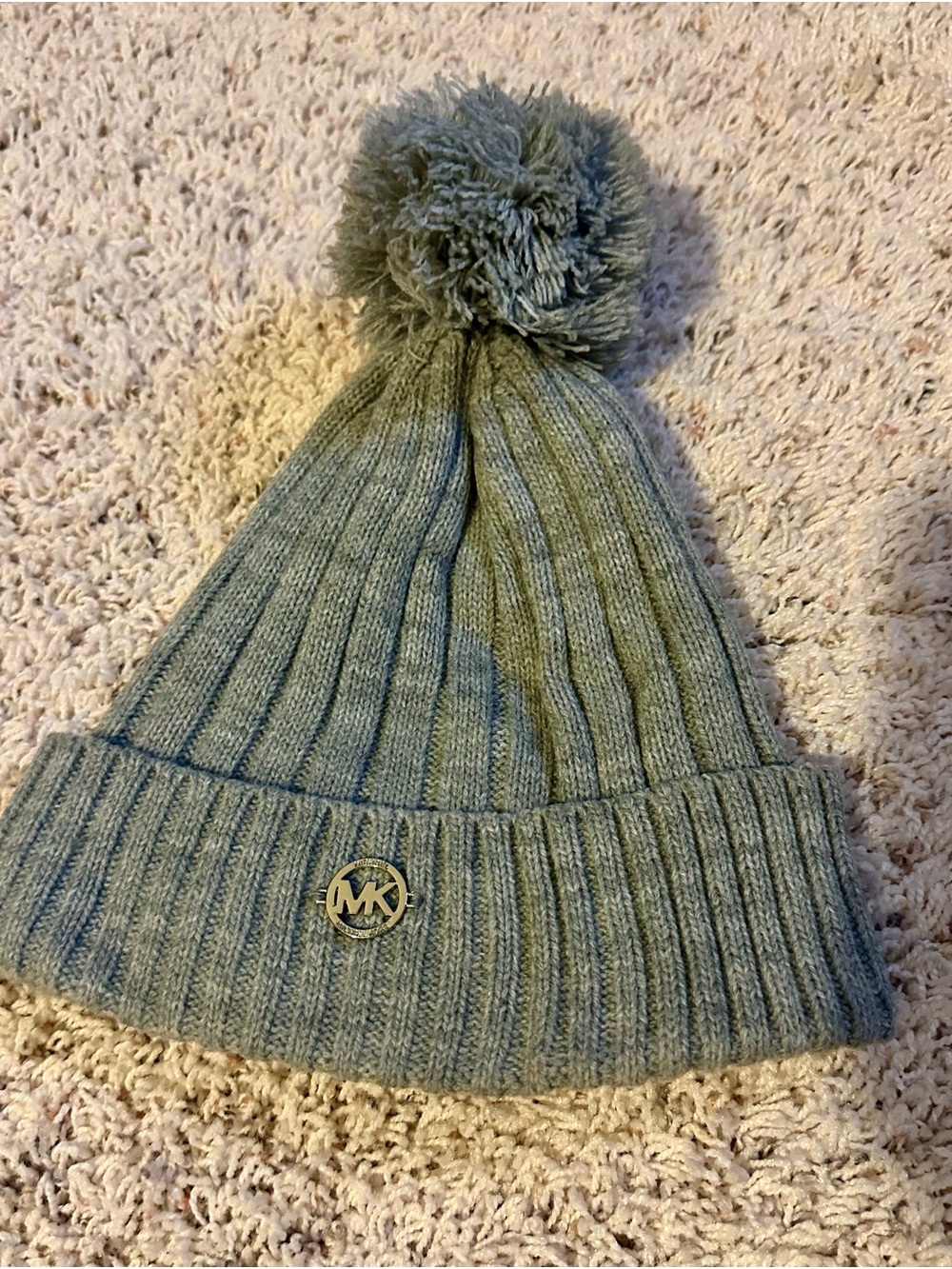 Michael Kors Kids Ribbed Pom Beanie - Light Gray